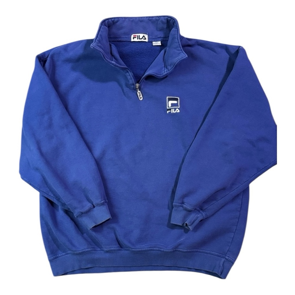 Vintage 90’s Fila Quarter‎ Zip Tennis Pullover Oversized Navy Blue Men’s XXL
